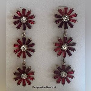 Chic Red Floral Crystal Earrings